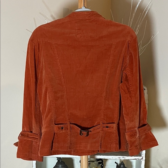 Women's Rust Corduroy Asymmetrical Zip Jacket - Picture 8 of 8